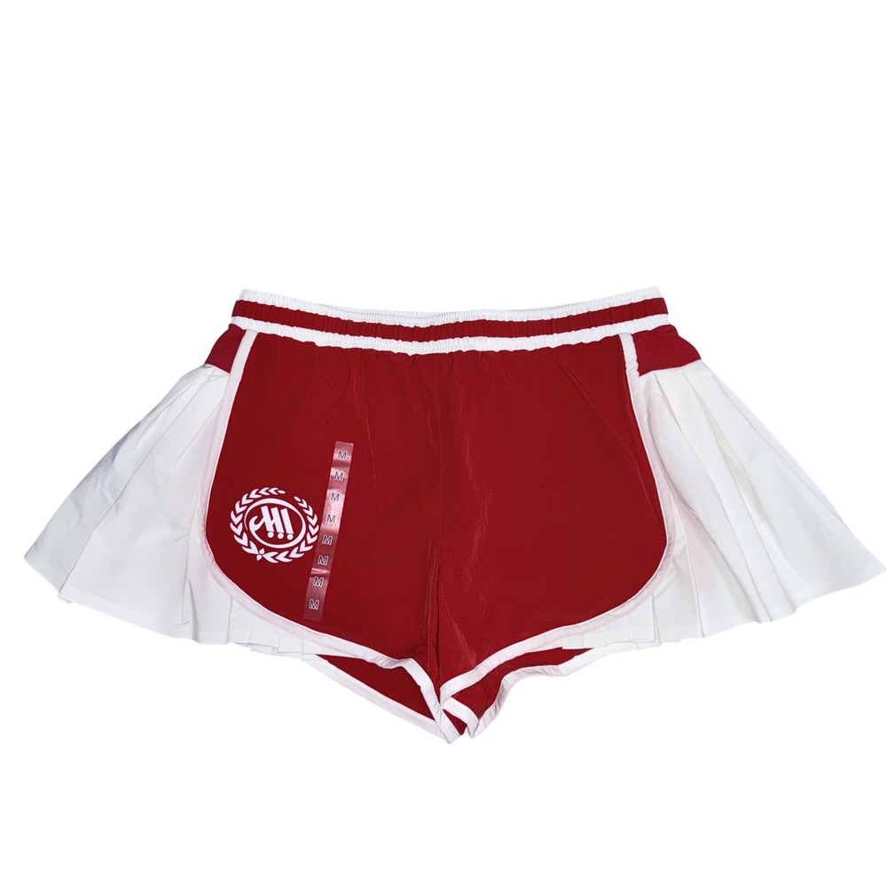 MSCHF Hotels Red White Pleated Athletic Skirt Shorts A011.5 Medium